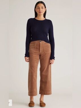 Quince Brown Corduroy Cropped Wide-Leg Jeans